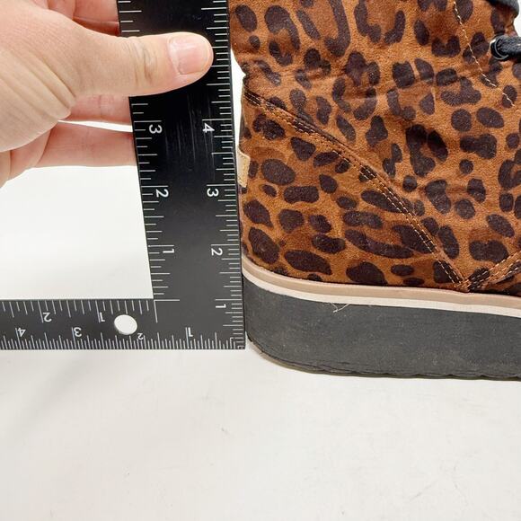 Dr. Scholls Womens 7 Brown Black Leopard Print Local Platform Bootie Lace Up - Picture 5 of 9